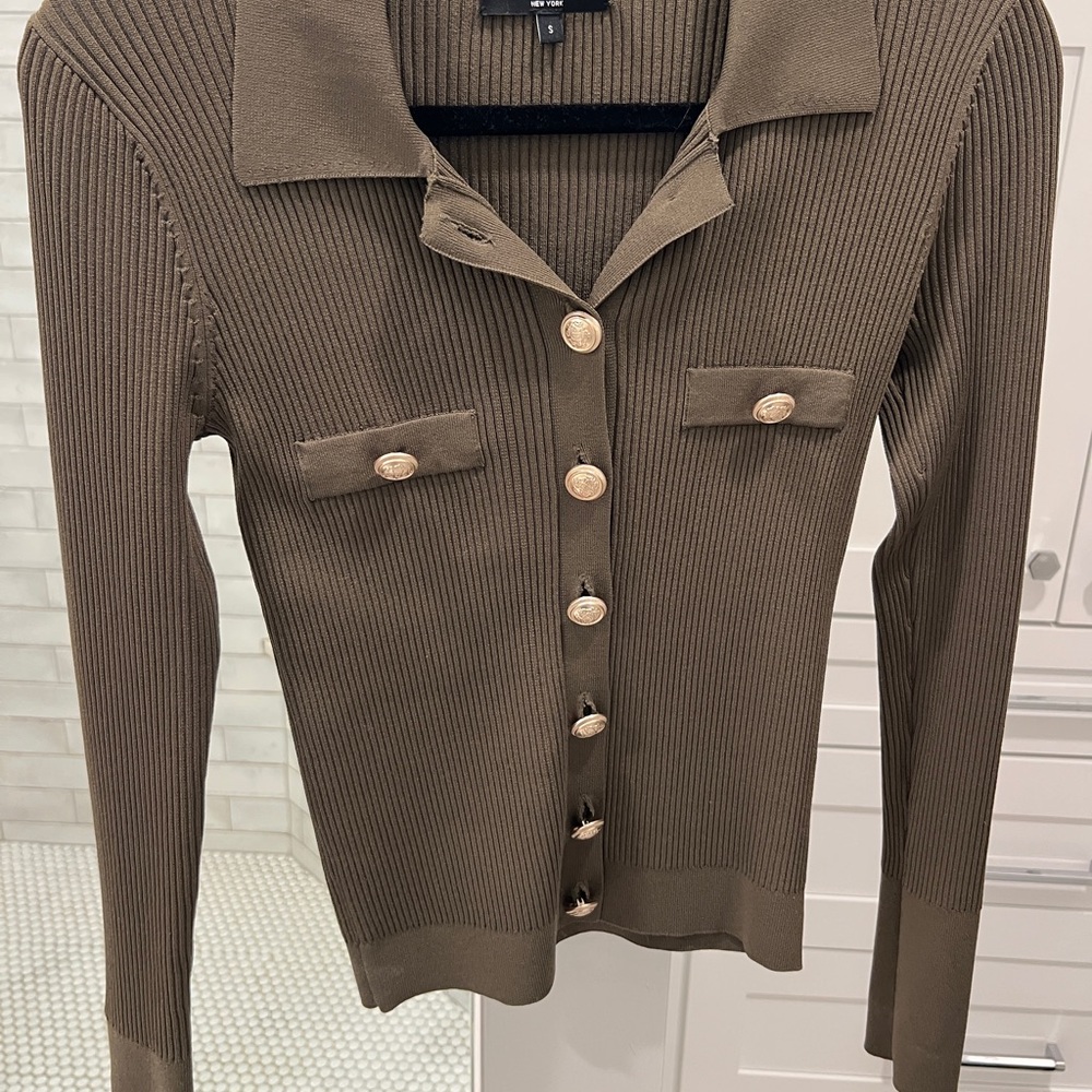 Generation Love Olive Carter Ribbed Cardigan